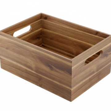 Premium Acacia Wood Storage Bin with Integrated Handles - Durable & Versatile
